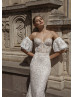 Strapless Ivory Lace Wedding Dress With Detachable Sleeves